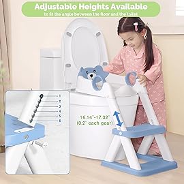 COOSEYA Toilet Seat, Potty Training Seat for Toddler, Upgraded 2-in-1 Potty Toilet Training for Boys and Girls,Waterproof Cushioned Mat with Non-slip Step Stool