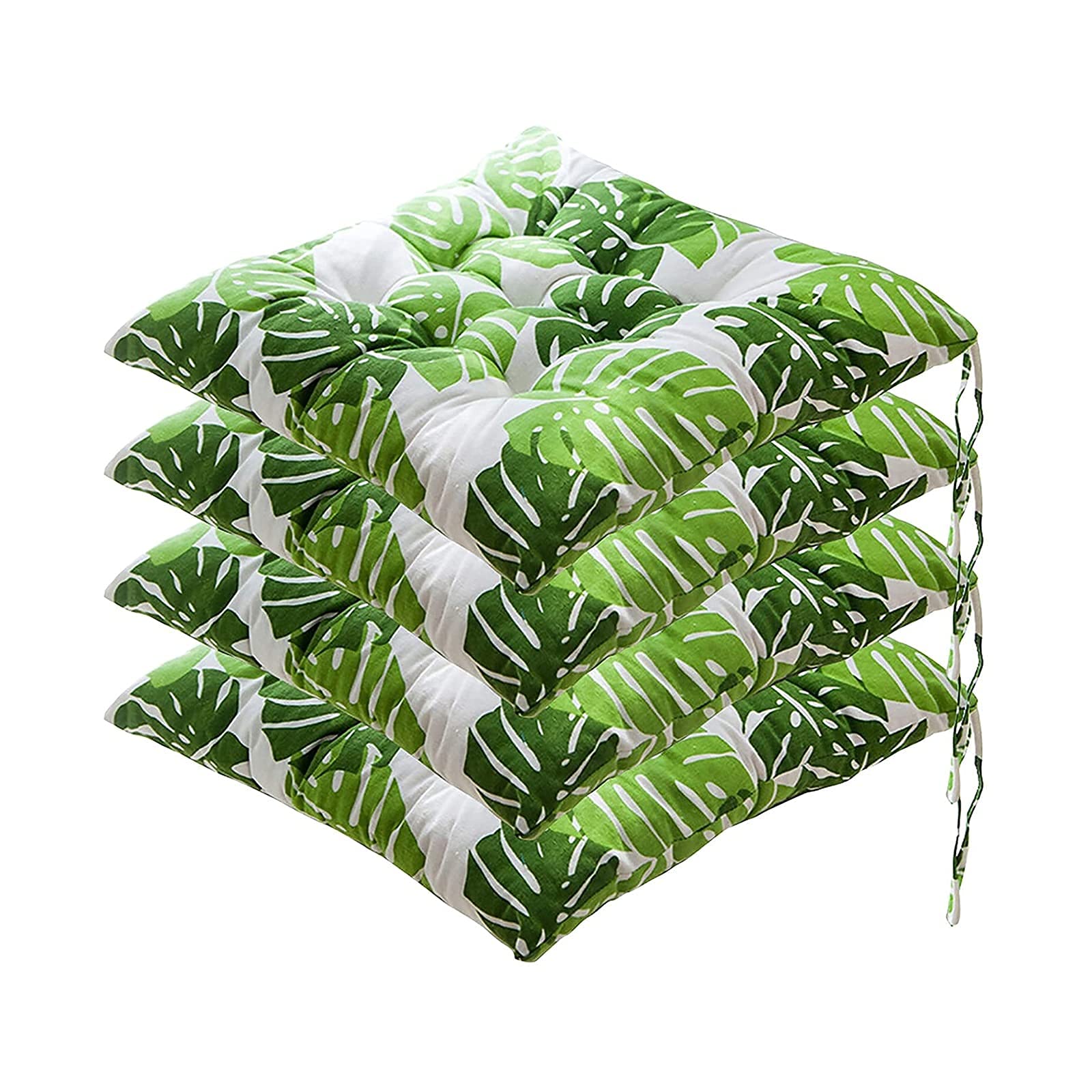 Lot de 4 coussins de chaise de salle à manger carrés avec liens de fixation pour cuisine et bureau