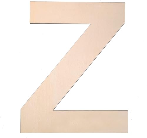 Letra Z de madera de 12 pulgadas, letra Z de 14 de pulgada de grosor, grande de madera sin terminar para manualidades, decoración de pared del hogar