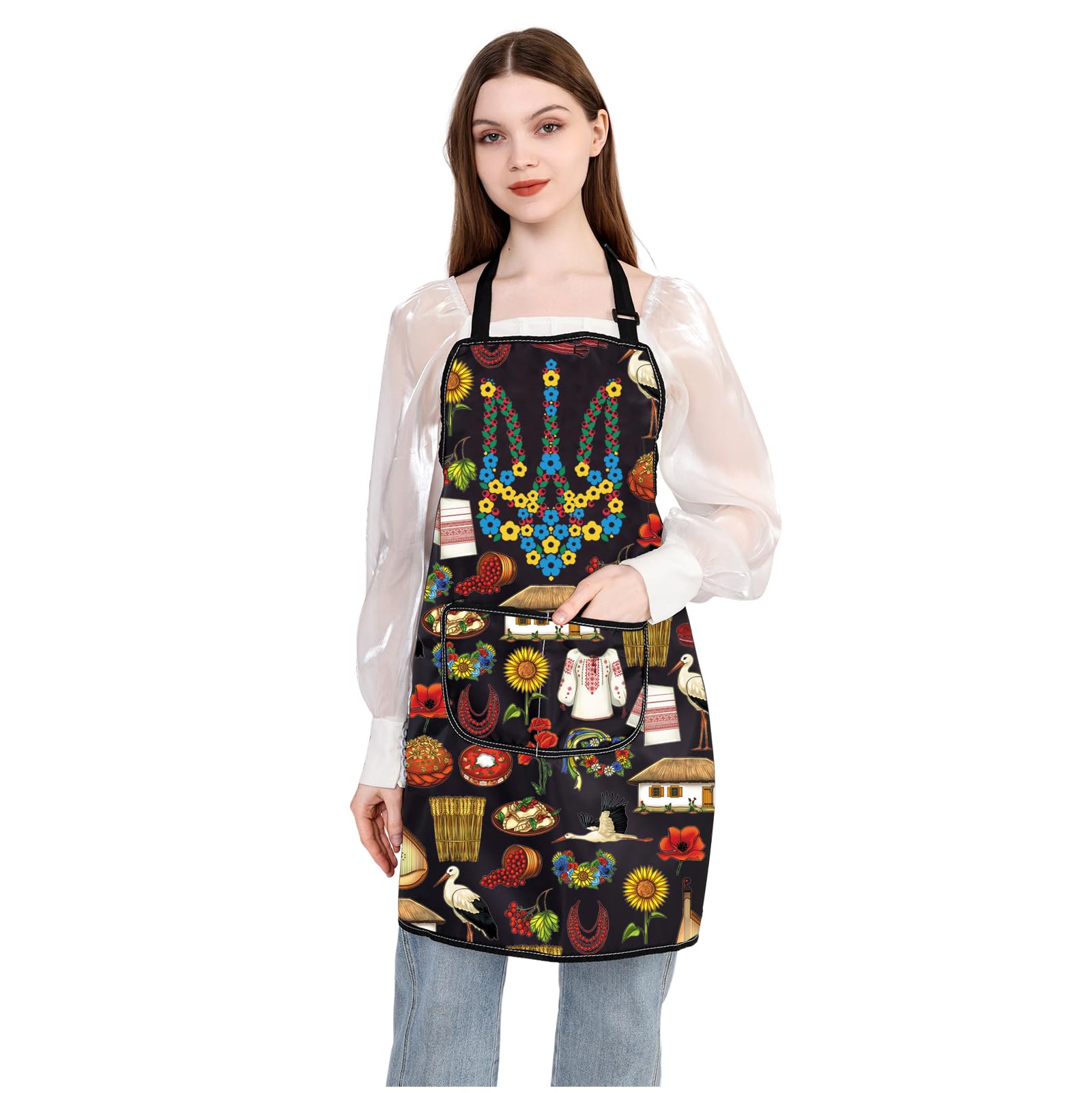 JXGZSO Ukraine Kitchen Apron Ukraine Lover Gift Ukraine Souvenir Gift Kyiv Trip Lover Gift Ukrainian Apron