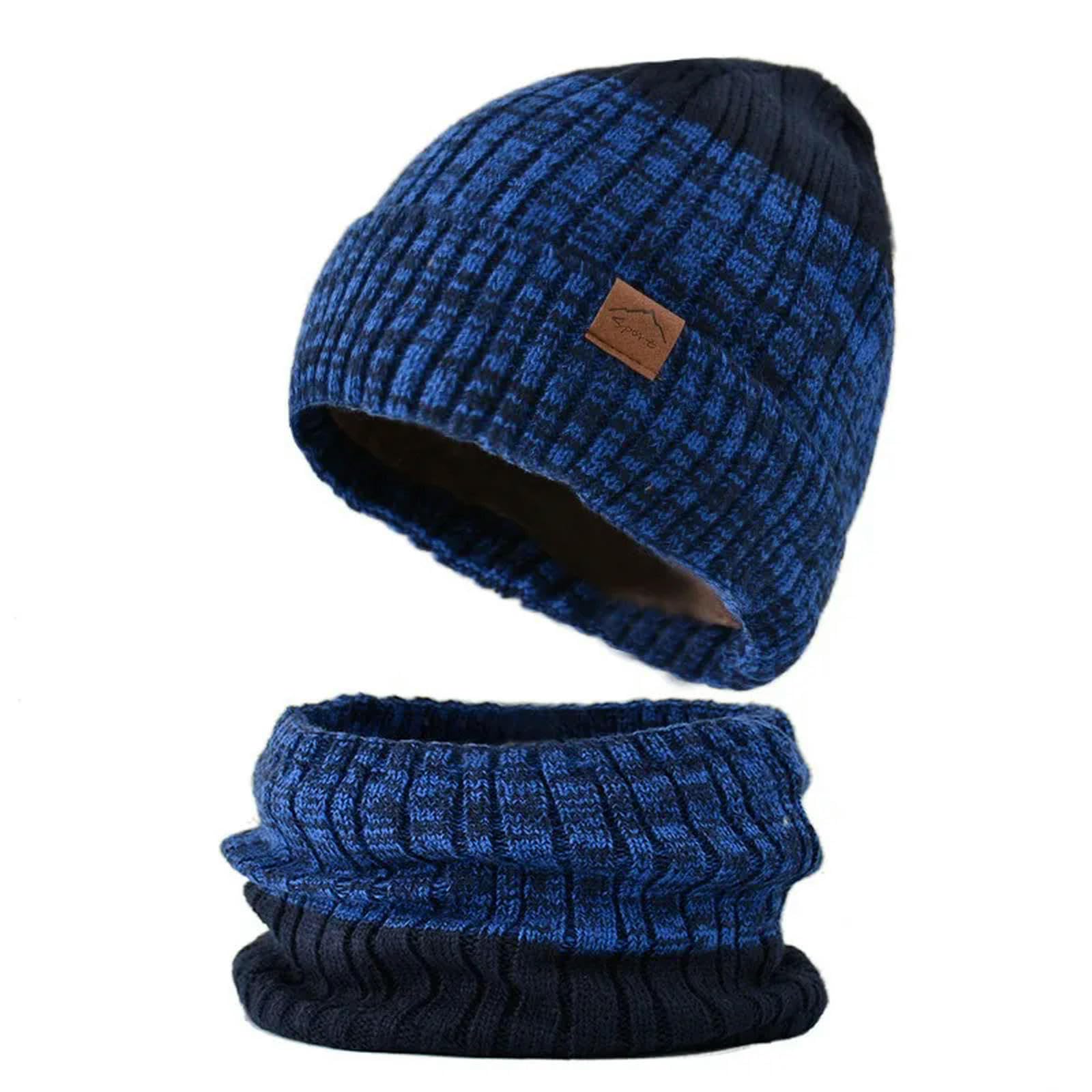 Schal Mütze Set Winter Gestrickter Hutschal Für Unisex Fleece Verdickt Im Freien Warm Und Kaltsicherer Hutschal-Set