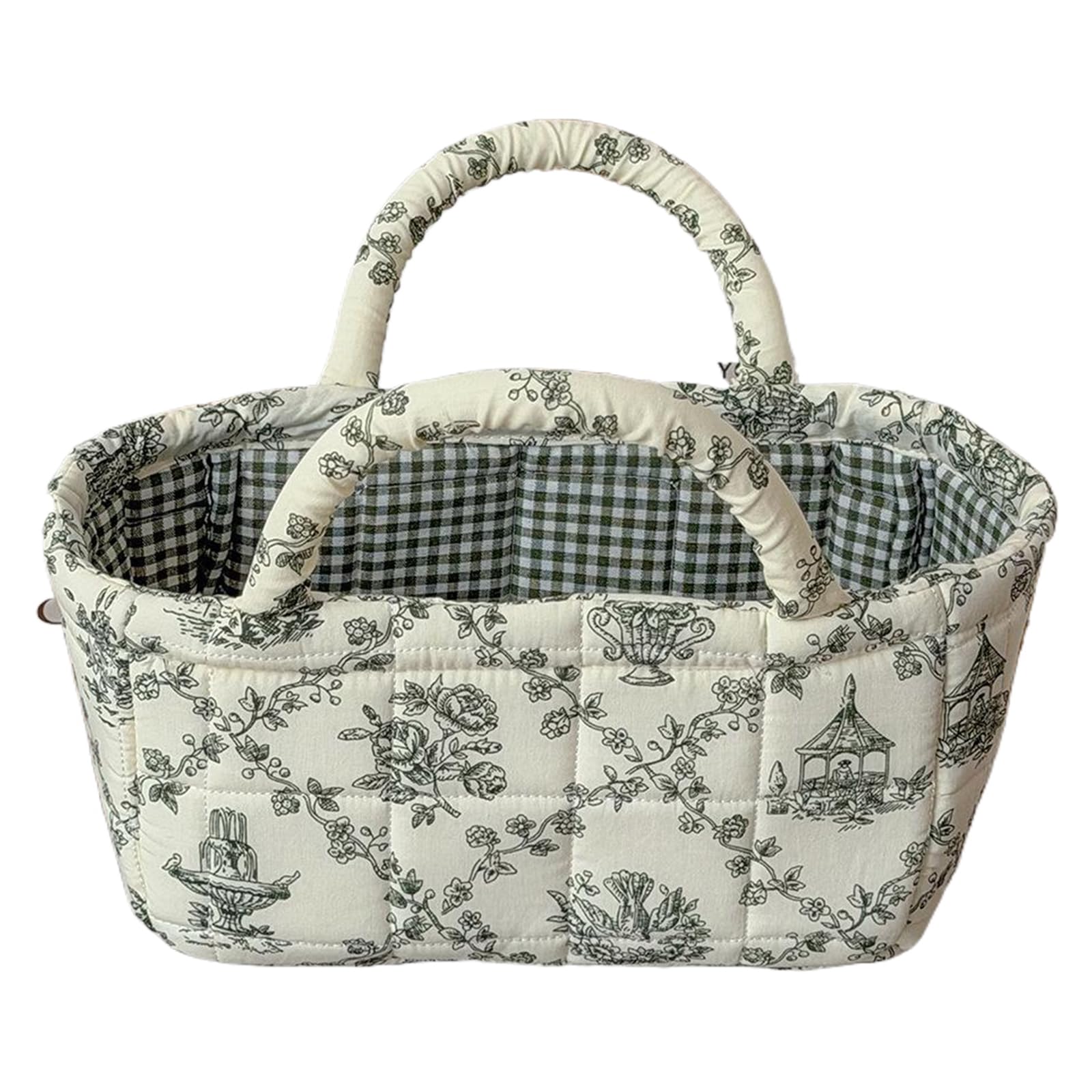 Green Flower Boho Fabric Storage Basket Collapsible Clothes Bin Large Capacity Foldable Laundry Hamper For Nursery Bedroom (Green Flower)