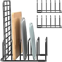 Vista 8 de Organizador de Tablas de Cortar y Estante para Bandejas de Hornear, [Paquete de 1] Organizador de Bandejas para Galletas de Metal Resistente Negro
