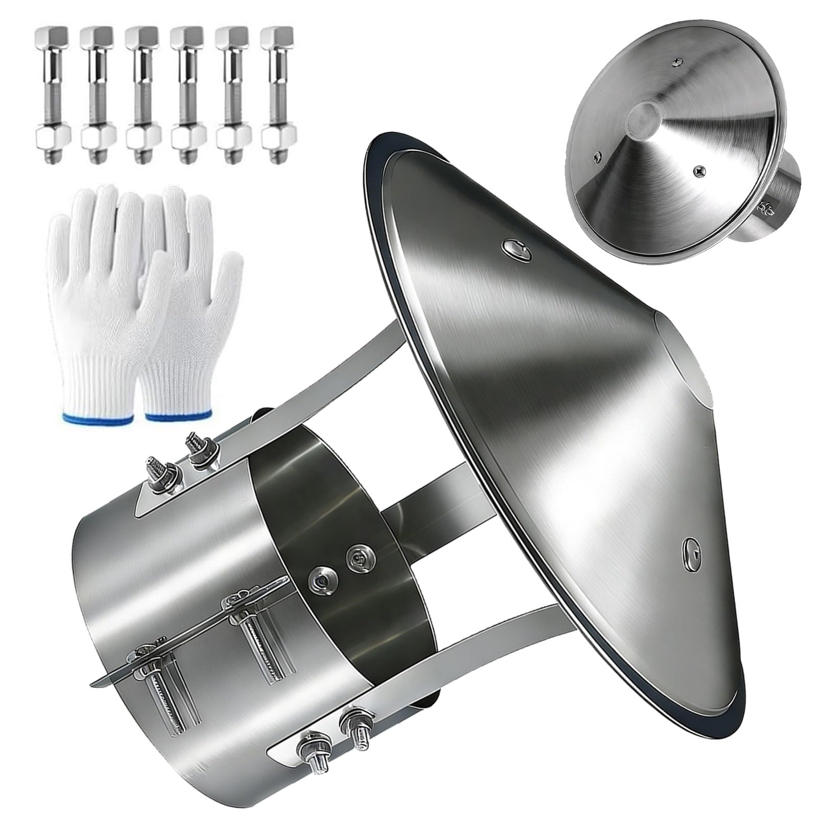 AYUWQZX 201 Stainless Steel Round Cone Chimney Cap Silver Adjustable Multiple Sizes(315mm/12.4in)