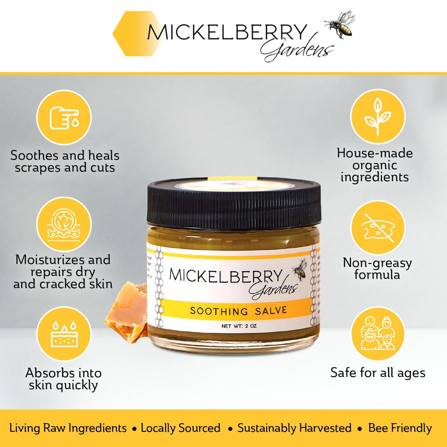 Mickelberry Gardens Soothing Skin Salve 2oz Calendula Lavender Beeswax Balm