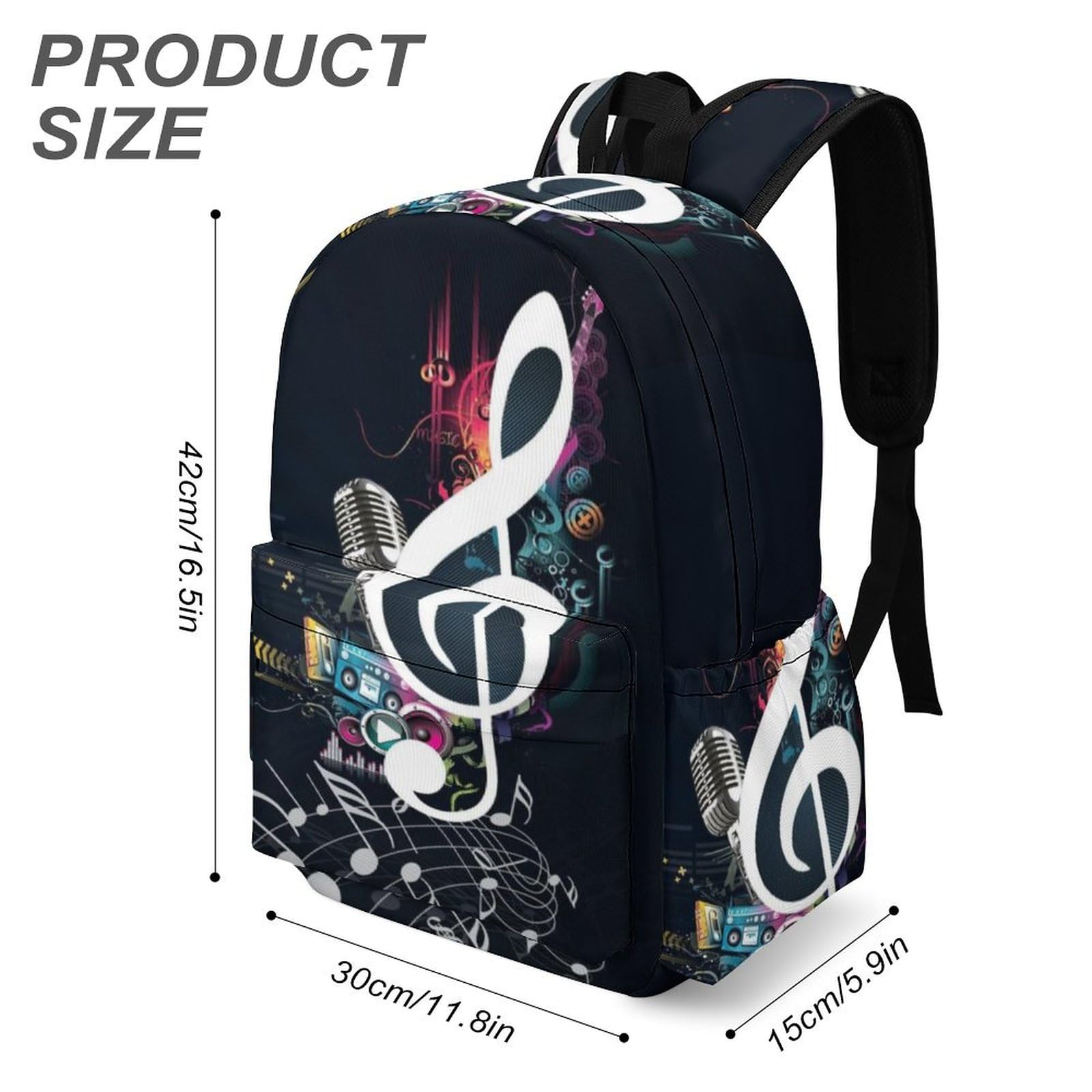 Rucksack, Noten-Musik-Rucksack, lässiger Tagesrucksack für Outdoor, Sport, Reisen, Musiknoten, 42x30x15cm