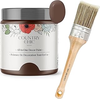 Chalk Style Paint + Paint Brush Bundle - for Furniture, Home Decor, Crafts (Color: Leather Bound [pint - 16 oz] - Chocolate Brown)