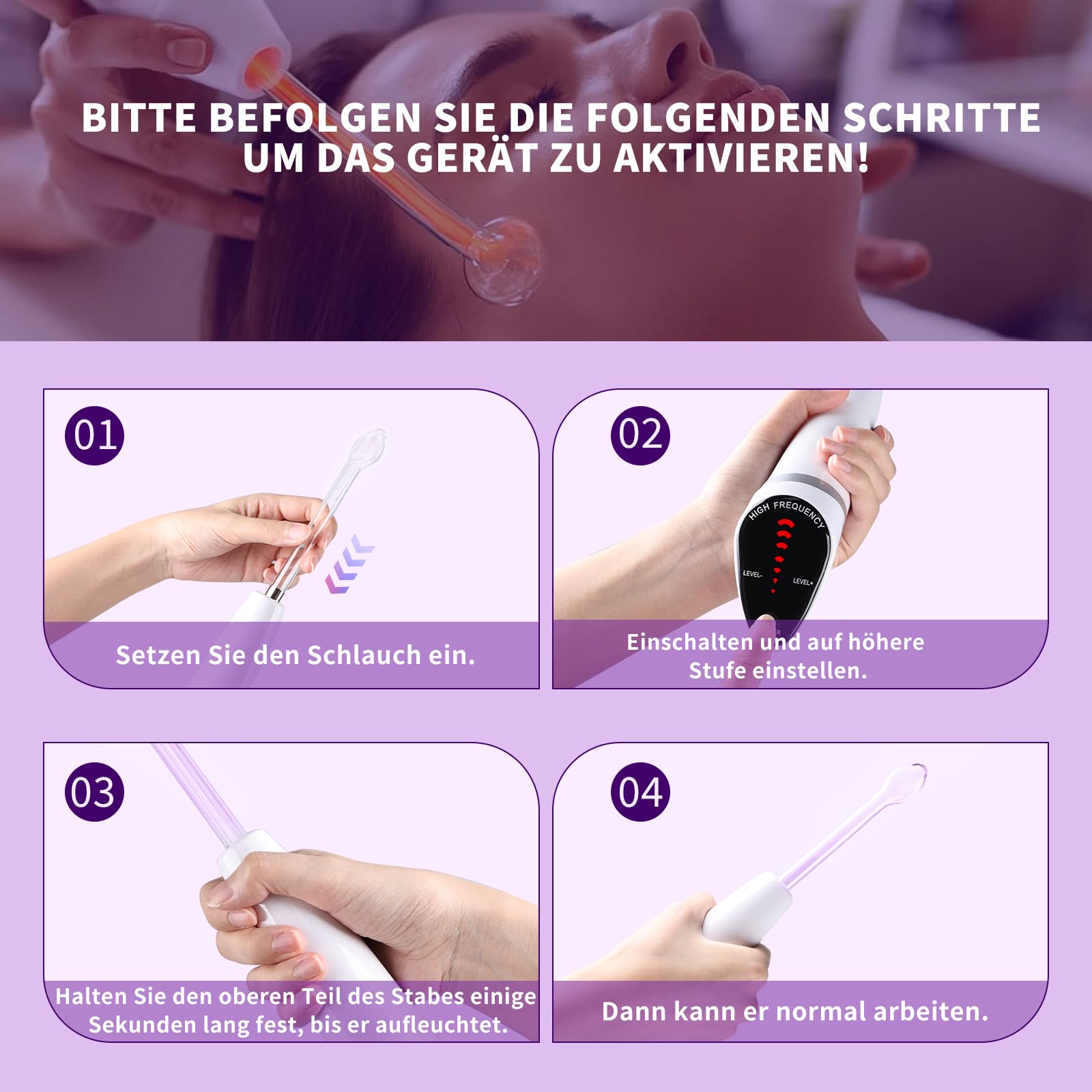 Hochfrequenzstab, iklestar Hochfrequenz Gerät Haare Kit mit Argon Neon Röhren, Professionelle Gesichts-Gerät für Hautpflege Home verwenden