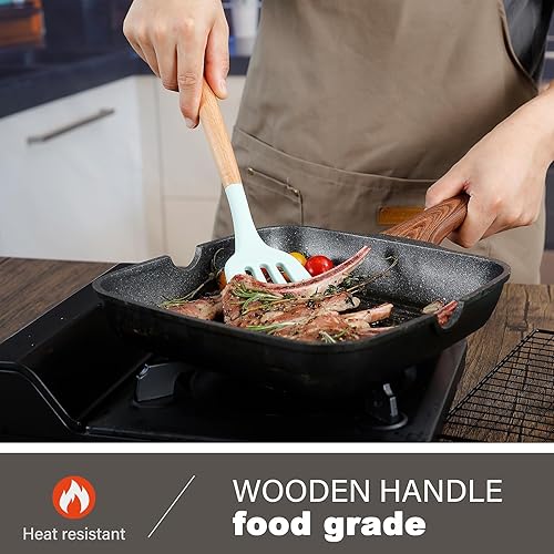 Miniatura 2 de Juego de utensilios de cocina de silicona, 12 piezas, utensilios de cocina resistentes al calor de 446 F con asas de madera y soporte, sin BPA, para