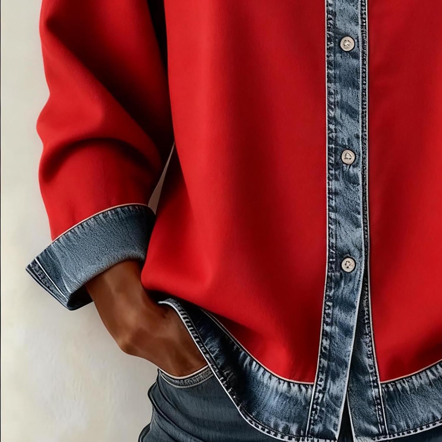 Fashion Denim Sweatshirts for Women:Casual Button Down Long Sleeve V-Neck Workout Shirts 2025 Fall Spring Outfits