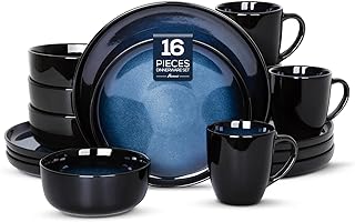 12 Blue Kitchen Ideas for Fresh Bold Calming Color 63 Romswi Dinnerware Set Stoneware Plates and Bowls Sets with Mugs, Chip & ...