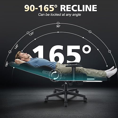 Miniatura 6 de HOFFREE Silla de juegos de tela de gamuza con cojín de resorte de bolsillo, sillas de juegos de masaje con reposapiés, sillas de juego reclinables