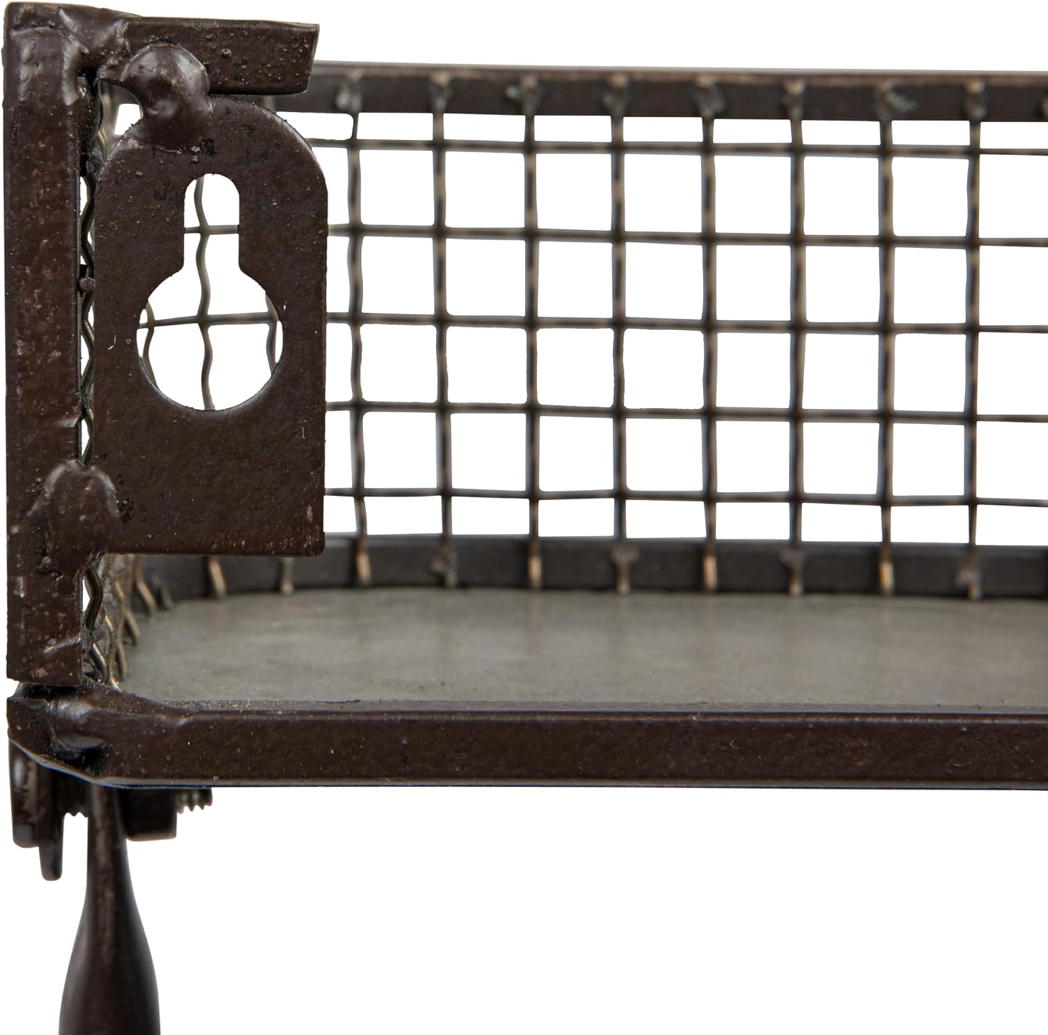 Gray Iron Floating Wall Shelves with Hanging Bar, Set of 2
