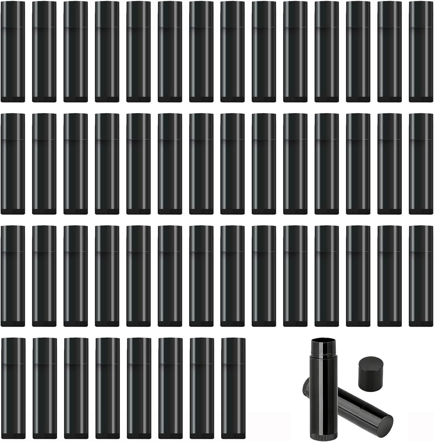 50 Pcs Empty Lip Balm TubesEmpty Lipstick Tubes 5g DIY Lip Gloss Tubes with Cap Black Refillable Plastic Lip Gloss Container Tube with Push Wheel for DIY Homemade Lip Gloss Lip Balm Lipstick (Black)