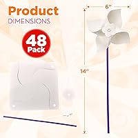 Vista 4 de 4E's Novelty Paquete de 24 molinetes de bricolaje para niños, kit de manualidades de molinete de verano a granel, colorea tu propio molino de viento