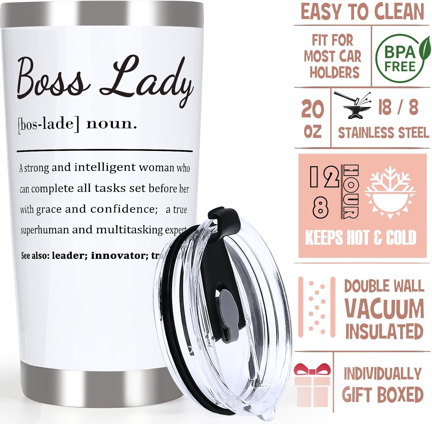 Breezy Valley Boss Gifts Tumbler, Valentine's Day Gift for Women - Boss Lady Appreciation Gifts, Female Boss Coffee Tumbler Cup 20oz - Image 4