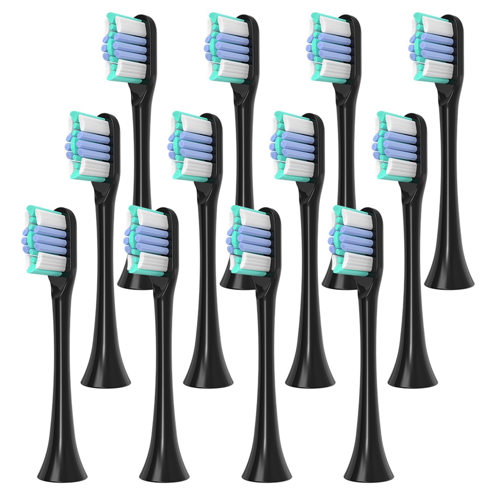 Testine, compatibile con Oclean, Spark Flow X Z1 | F1 One SE Air2 X Pro, setole 3D arrotondate a densità media(Black-12 Pcs)