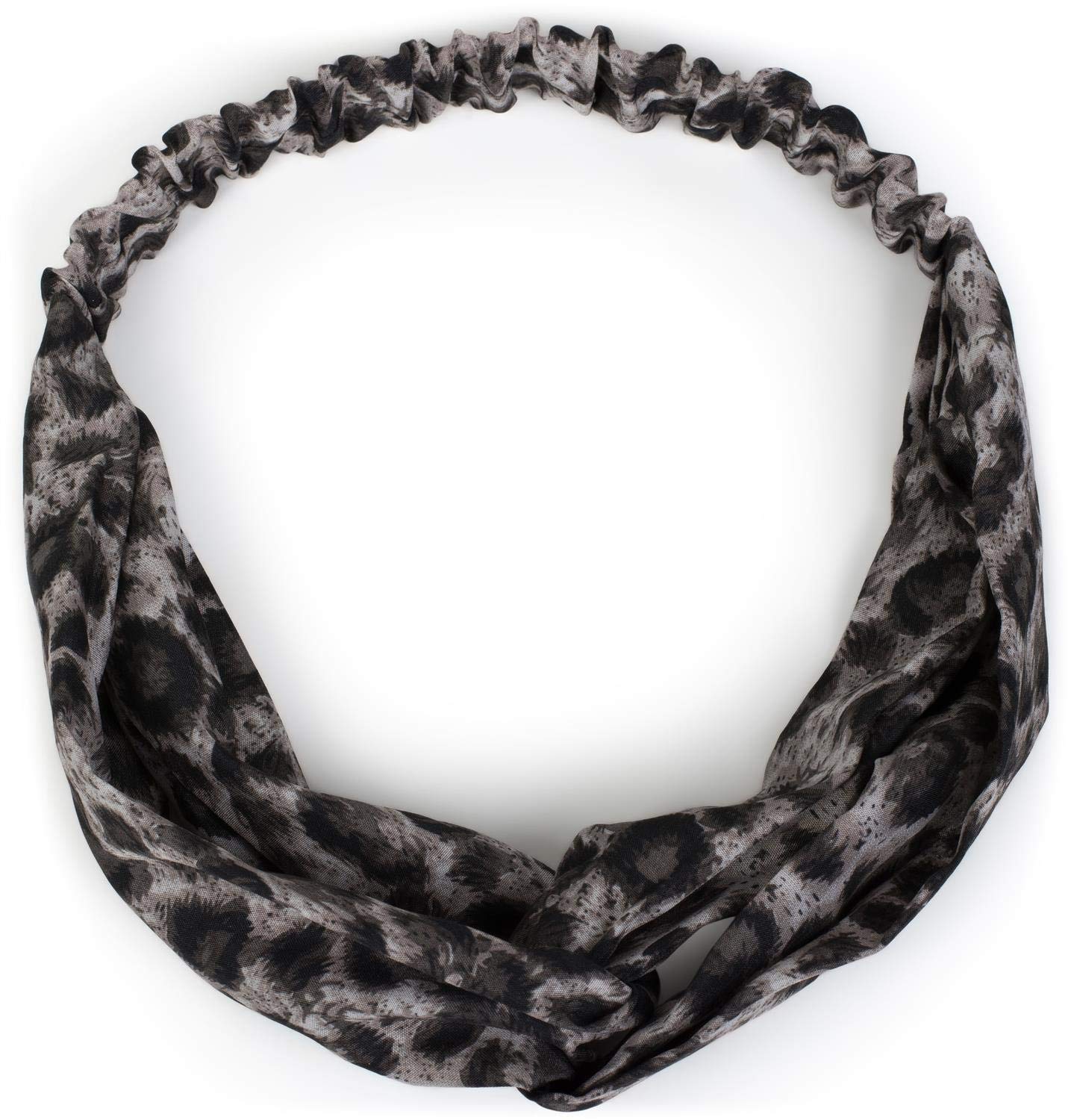 styleBREAKER women elasticated leopard animal print hairband with twist knot, headband, women 04026020, color:Grey-Black - Image 2