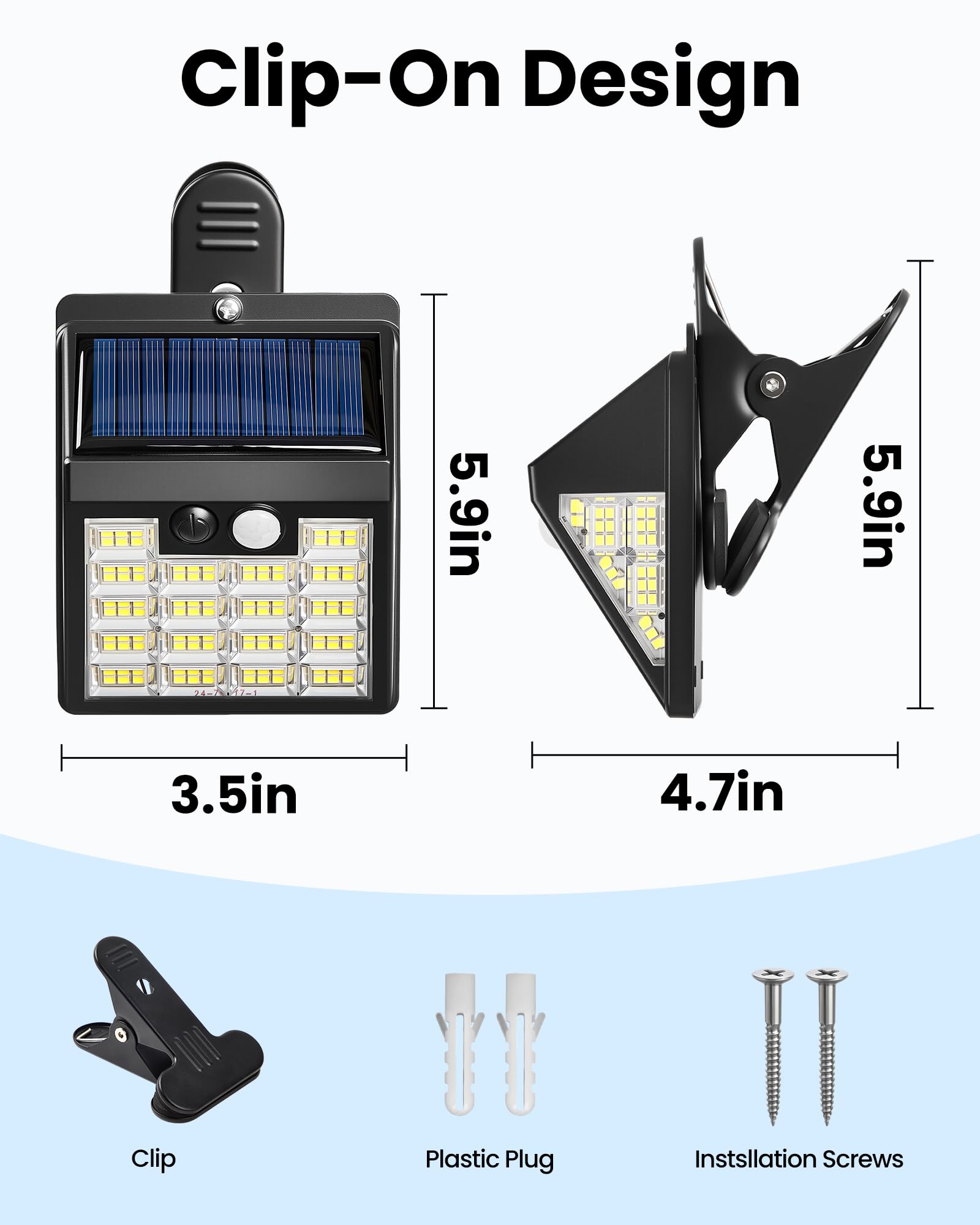 160 luces LED solares con clip para exteriores, luces solares con sensor de movimiento, luces solares para valla al aire libre, IP65 impermeables, luces solares de pared para terraza