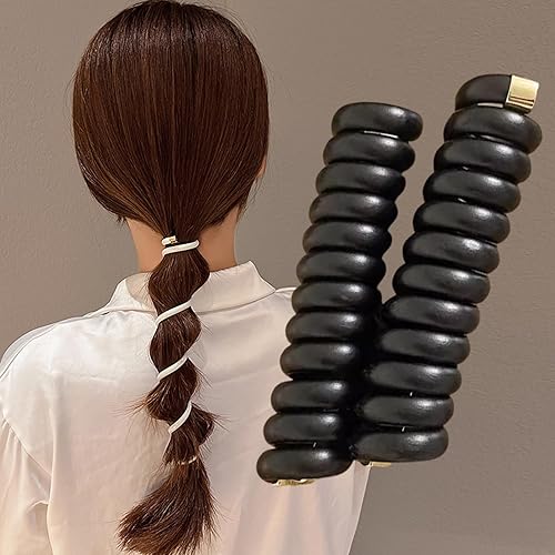 2 ligas para el cabello en espiral, alta elasticidad y sin arrugas, para mujer, impermeable, a la moda, accesorios de bobina, no dañan el cabello