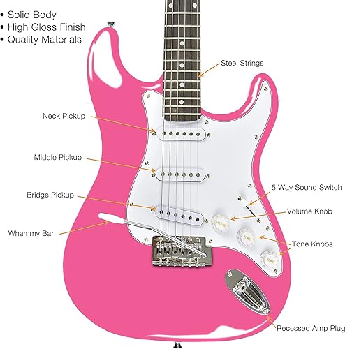 Miniatura 3 de Master Play Guitarra eléctrica de 39 pulgadas, para niñosprincipiantes con kit completo de inicio, amplificador de 20 vatios, 6 cuerdas adicionales,