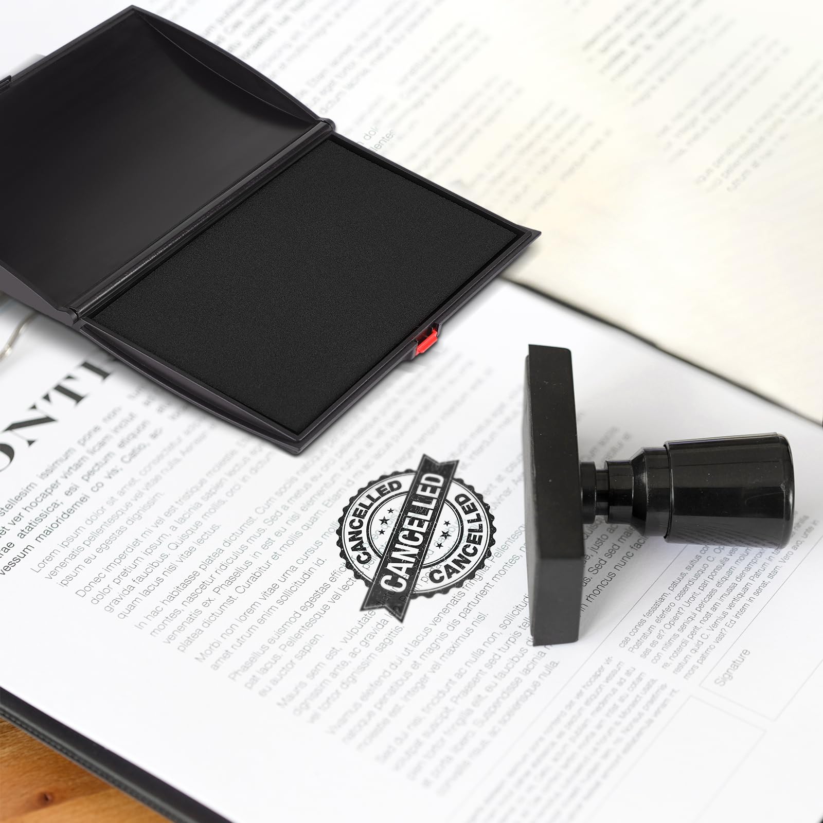 Mooliwe 3 almohadillas de tinta extra grandes de 5 x 7 pulgadas, almohadilla de tinta negra de alta calidad, almohadilla de tinta de sello de goma para oficina y hogar
