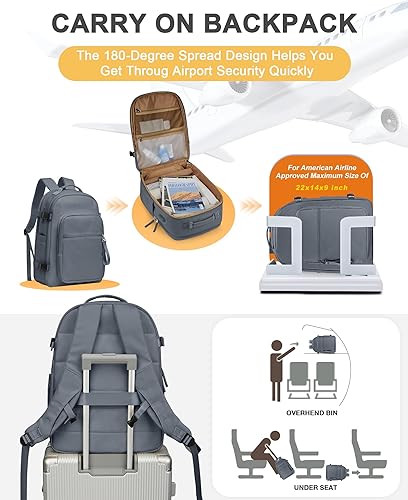 Miniatura 6 de Mochila de viaje para mujeres y hombres, mochila de mano para viajar en avión, artículos esenciales de viaje, senderismo, mochila para computadora