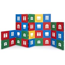 Playmags Exclusive 60 PC Set - Magnetic Tiles 3D Building Playset, 30 Window Frames and 30 Click-in Windows Set, Durable Magnet Building Tiles, STEM Learning and Creativity Skills