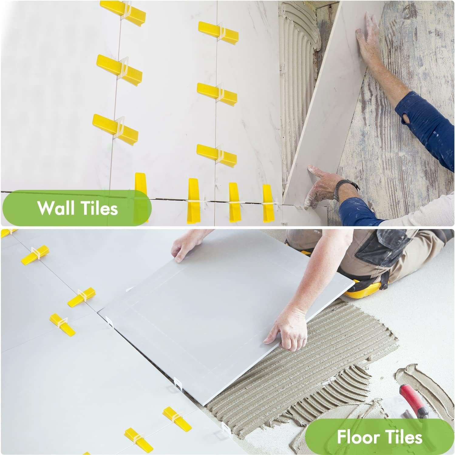 Nuyoah Sistema de Nivelación de Azulejos 2mm 501pz Niveladores de Azulejos | Con 400 Cuñas Niveladoras Suelo 100 Reutilizables Espaciador 1 Alicates Profesional para Cerámica con un Grosor de 3 a 12mm
