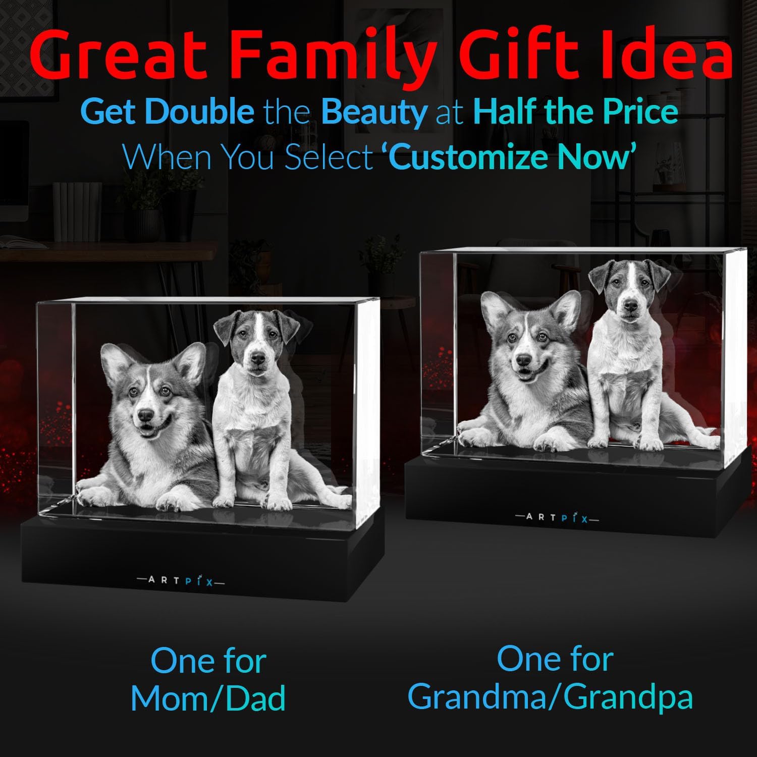 ArtPix 3D Crystal Photo, Customized Dog Memorial Gifts with Your Own Photo for Dog Lovers, Pet Owners, 3D Laser Etched Picture, Engraved Crystal in Memory of Dog, Personalized Gifts - Image 2