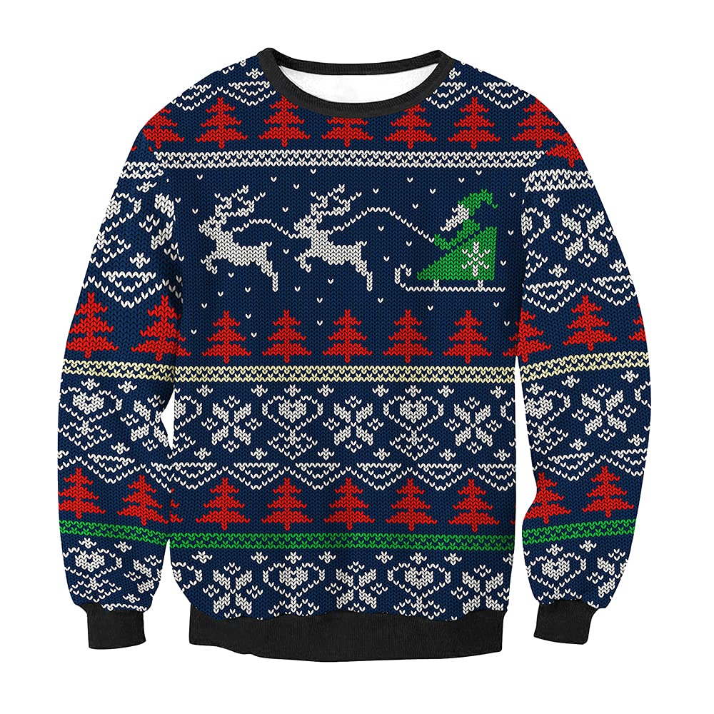 eBoutikAdult Unisex Festive Colorful & Jolly Christmas Jumpers - Novelty Unisex Funny Pullover Jumper - Great For Xmas Parties, Family Events, or Christmas Day (Merry Christmas - Large), Red, L