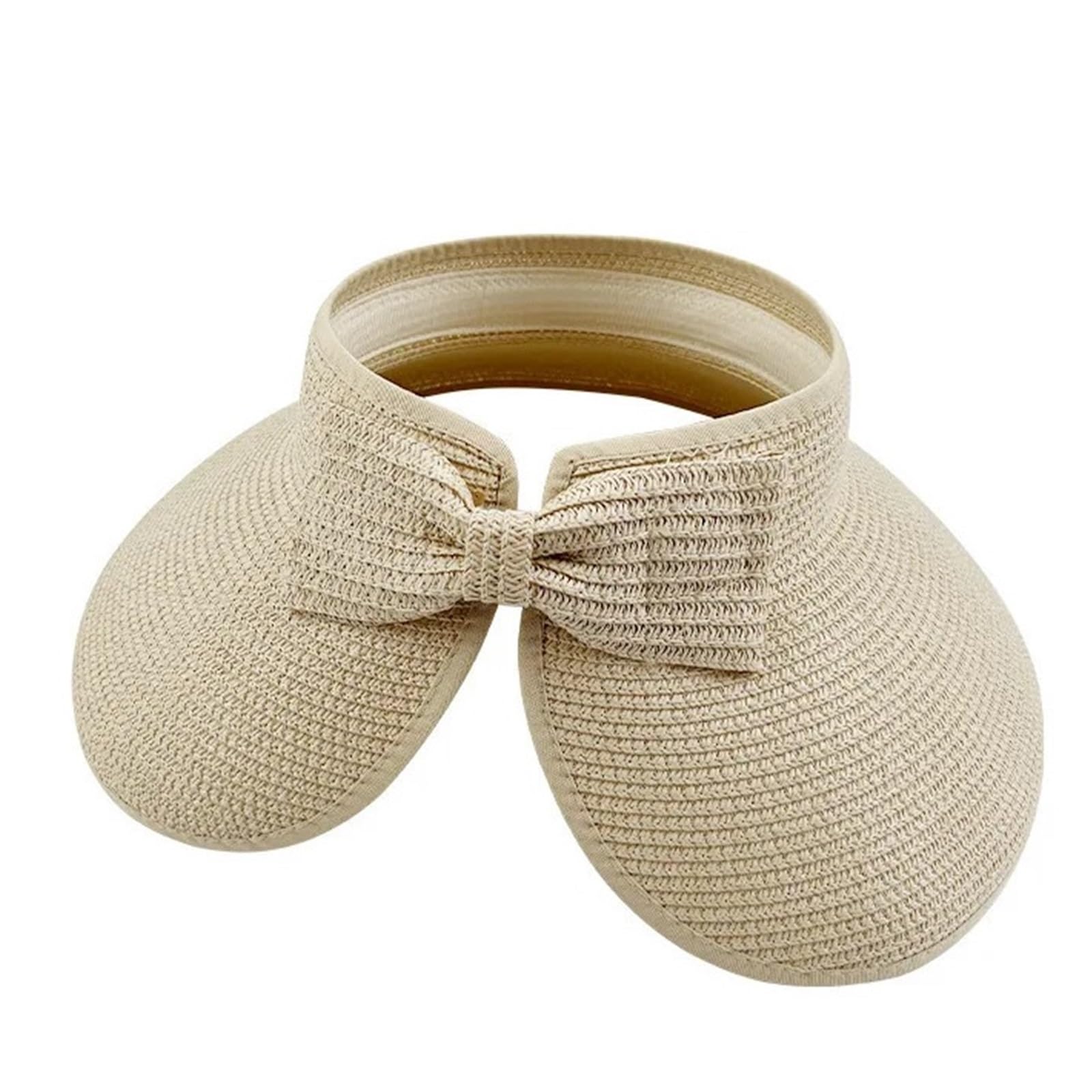 Generico Cappello da Donna con Visiera Estiva Pieghevole Tesa Larga Cappelli di Paglia Chapeau Femme Beach