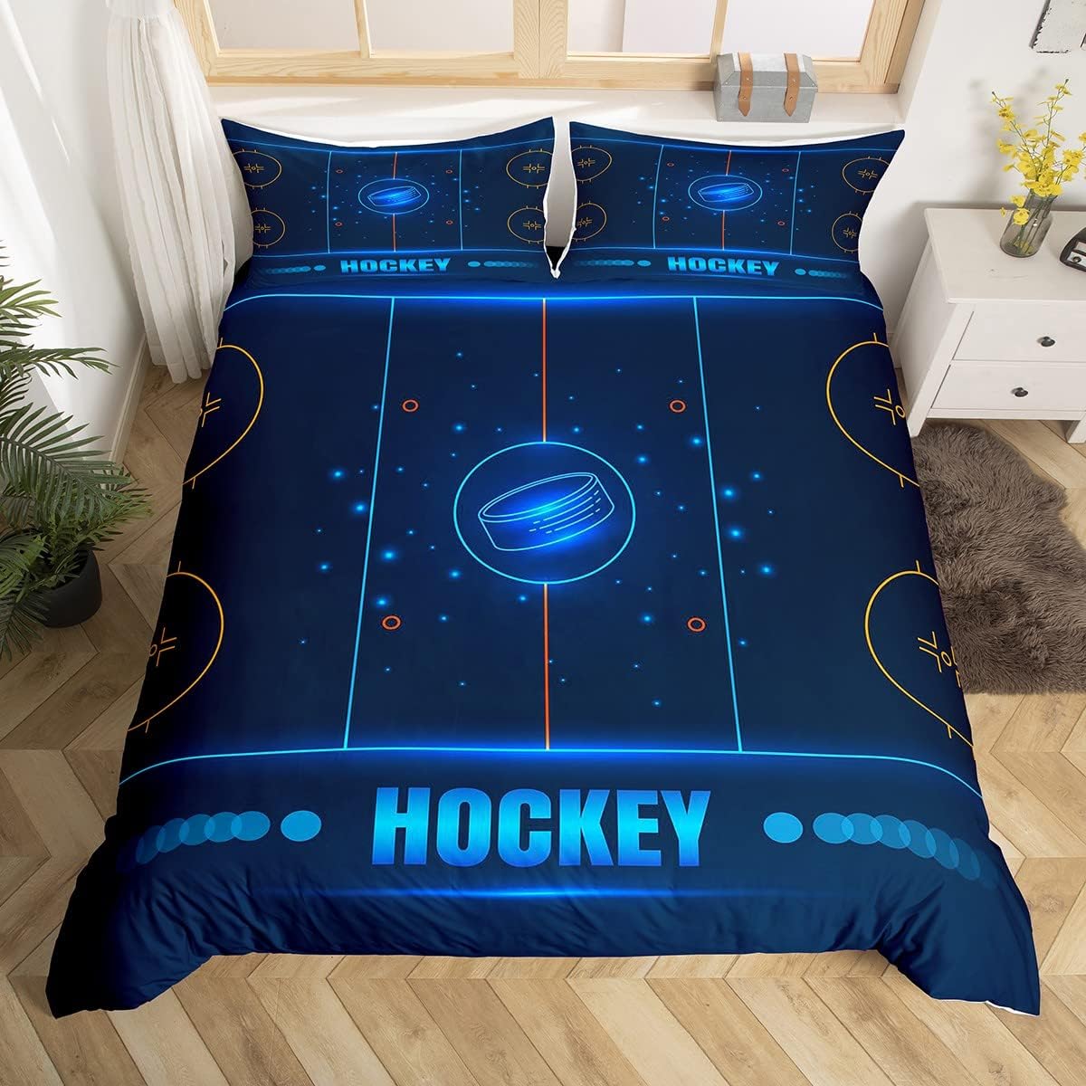 Ice Hockey Bedding Set for Kids Boys Girls Hockey Player