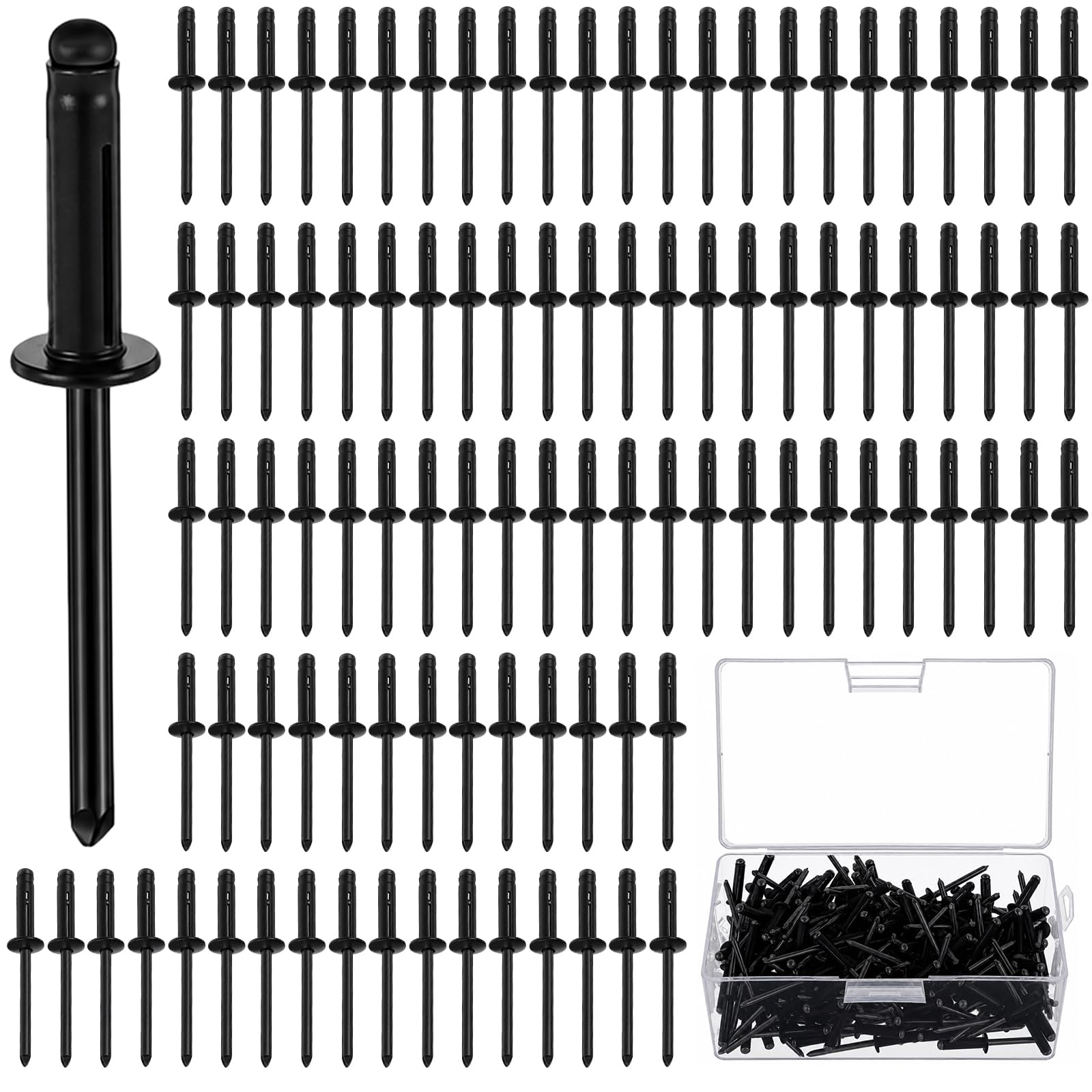 LEIFIDE 200 Pcs 3/16" X 3/4" Trifold Rivets Assortment, Black