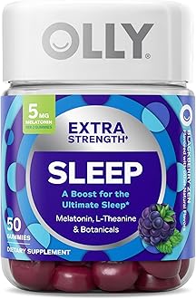 Extra Strength Sleep Gummy, 5 mg Melatonin, L-Theanine, Chamomile, Lemon Balm, Sleep Aid, BlackBerry - 50 Count