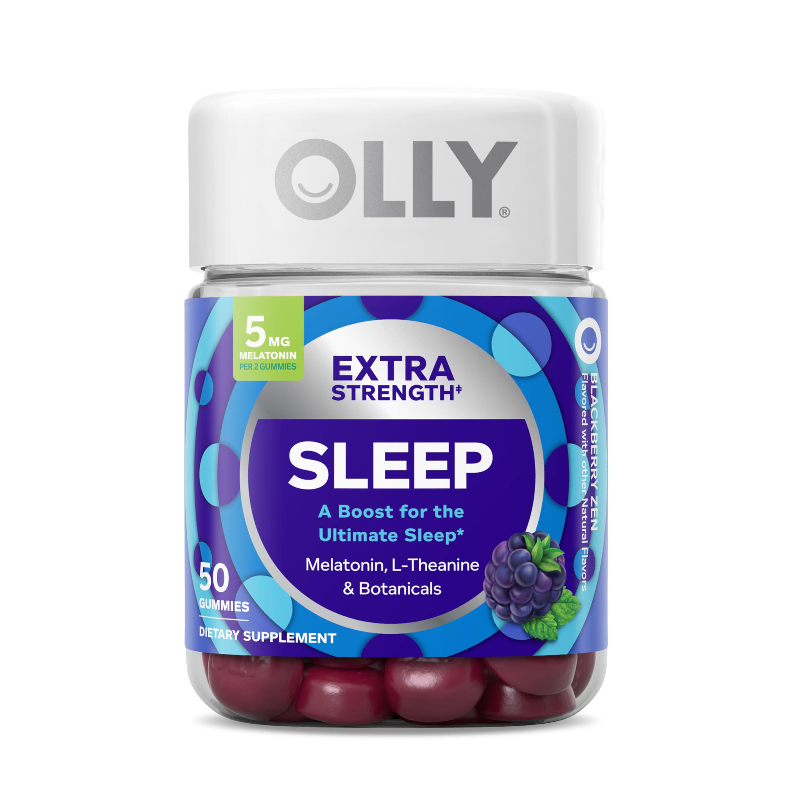 Extra Strength Sleep Gummy, 5 mg Melatonin, L-Theanine, Chamomile, Lemon Balm, Sleep Aid, BlackBerry - 50 Count