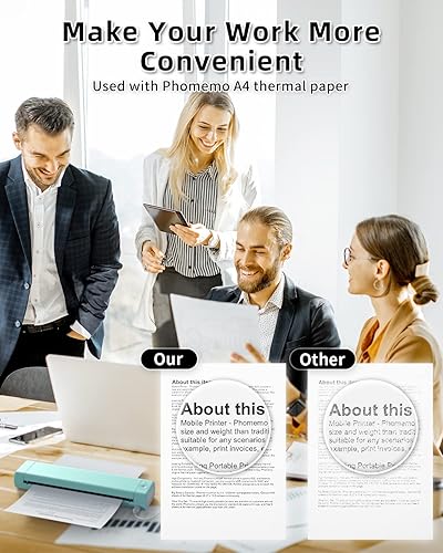 Miniatura 7 de Phomemo M08F - Impresora térmica portátil A4 verde con papel térmico A4 de 8.26 x 11.69 pulgadas, 200 unidades, impresoras móviles inalámbricas de