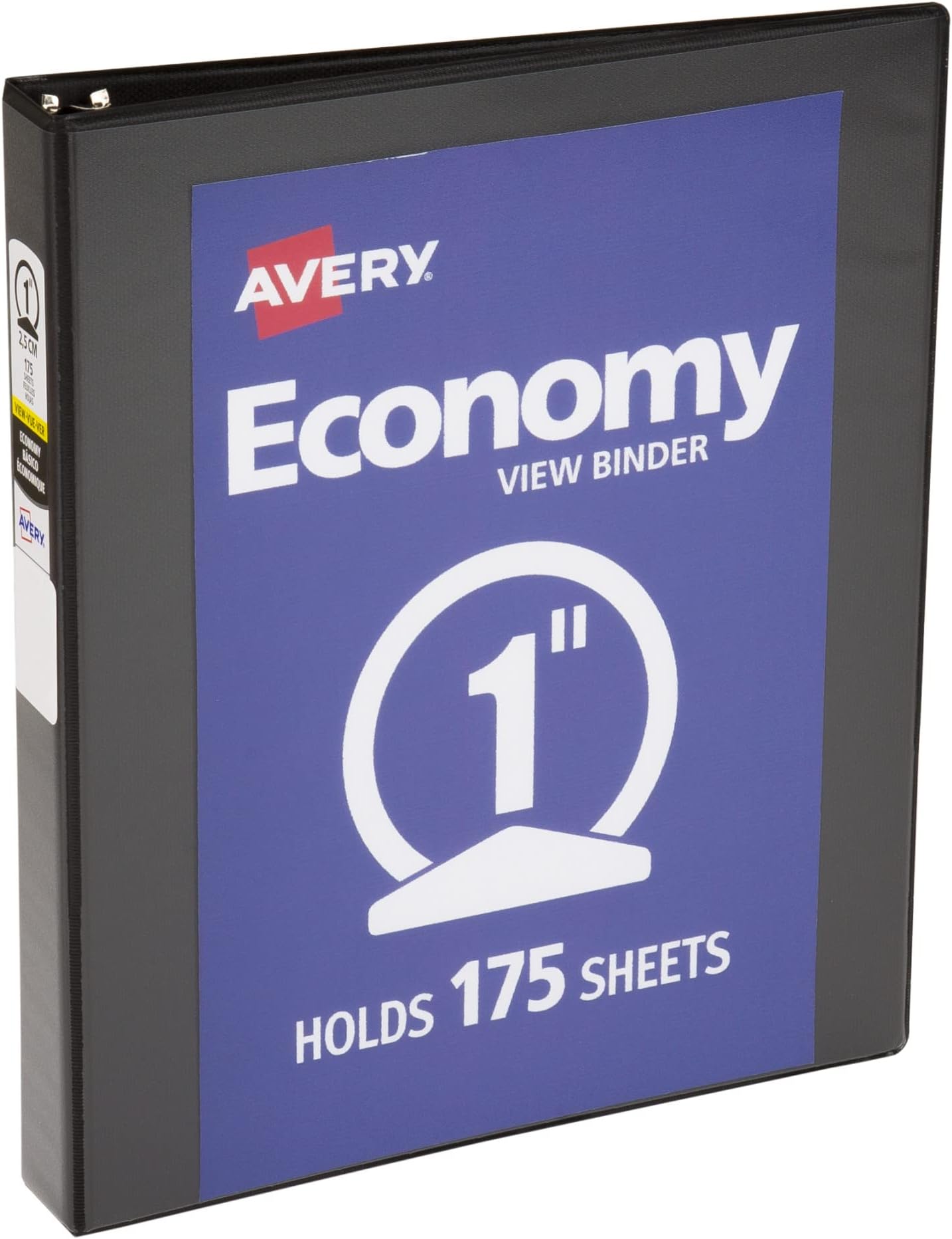 Standard View 3 Ring Binder, 1" Round Rings, 175-Sheet Capacity, 1.4 Inch Wide Spine, 1 Black Binder, Ideal for Lightweight Organization and Occasional Referencing (05761)