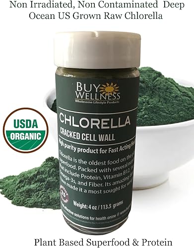 Miniatura 2 de Chlorella orgánica en polvo de células agrietadas Chlorella SUPERFOOD  Suplemento verde crudo, rico en proteínas y vitaminas  Limpiador de células