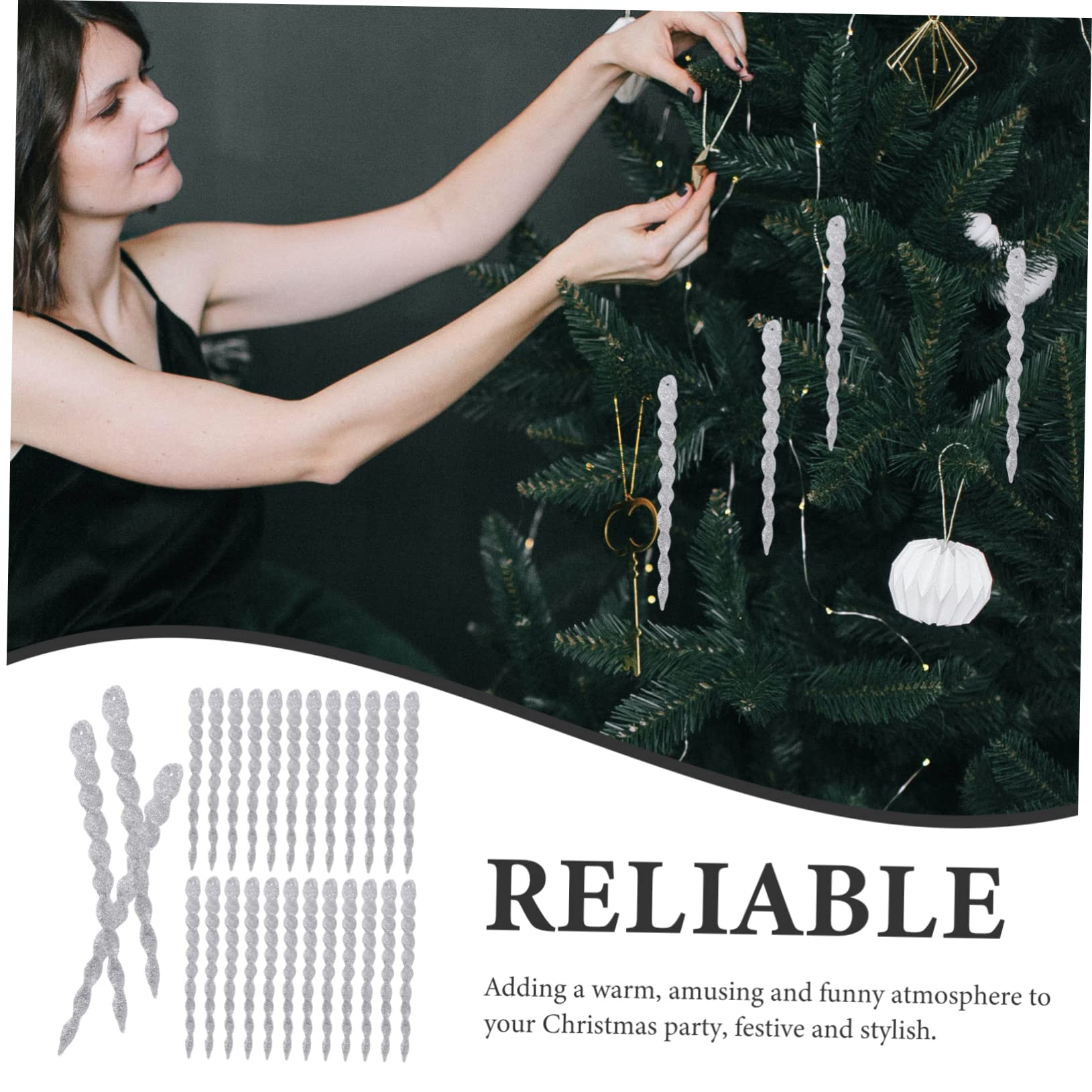 IMIKEYA 240 STK Zwiebel-Pulver- -Schnee-Nadel Eiszapfen-Ornamente Weihnachtsbaumschmuck Zum Aufhängen Christbaumschmuck Weihnachts-eiszapfen Fallen Ornament Hochzeitsdekorationen Plastik