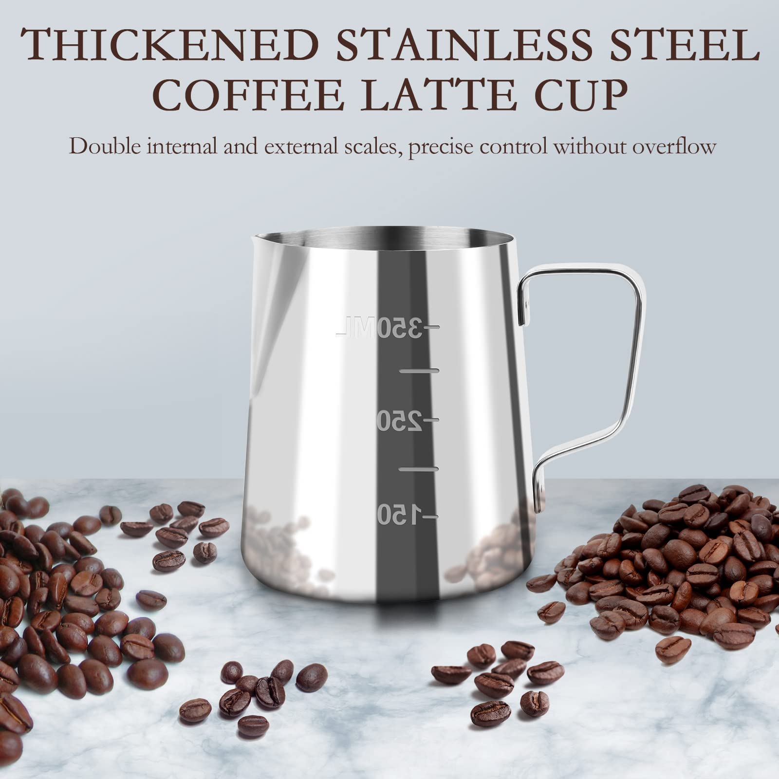 Pichet à Lait Inox 304 350ml Avec Couvercle - Pot Mousseur Barista Pour Latte Art