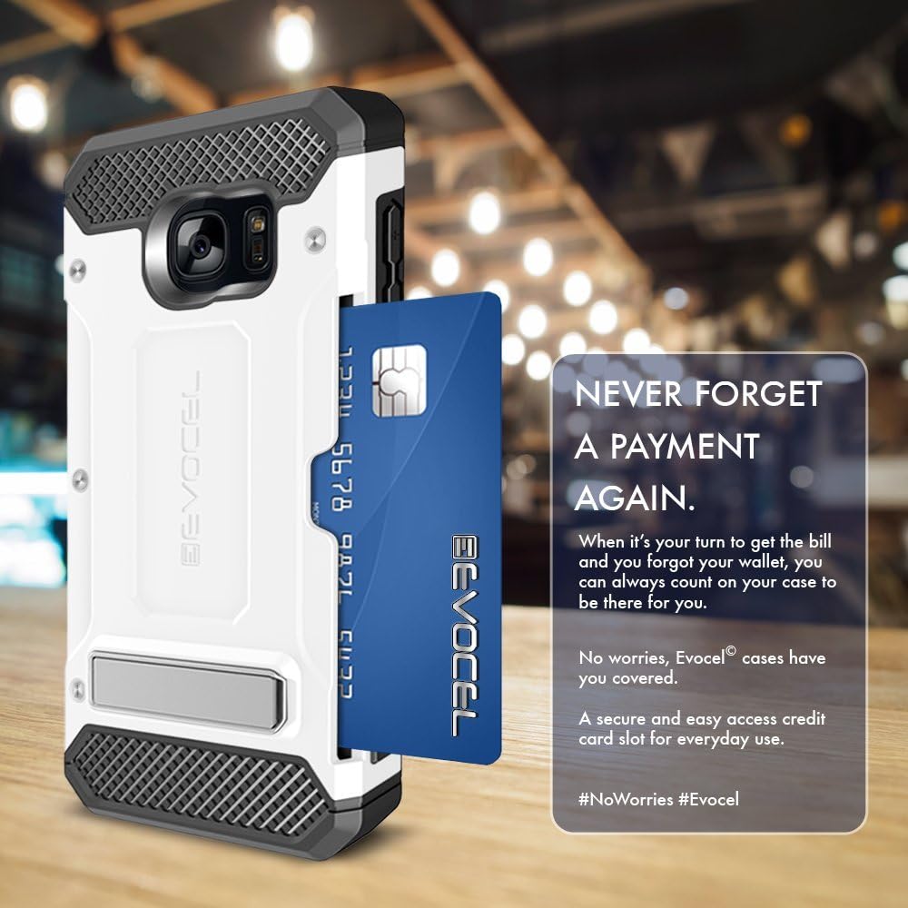 Galaxy S7 Case, Evocel [Explorer Series Pro] Dual Layer Credit Card Case with Magnetic Kickstand for Samsung Galaxy S7 (SM-G930), White (EVO-SAMS7-CK18)