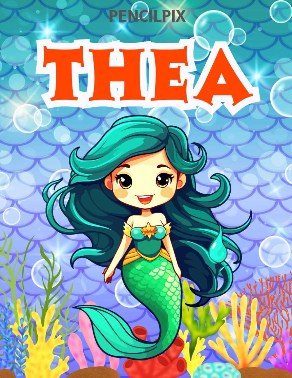 Thea: Personalized Coloring Book For Thea: Theme: Mermaid | Perfect Birthday Gift For Thea | Ages: 4-8 (Personalized Mermaid Gift for Birthday, ... Halloween, Thanksgiving and All Occasions)