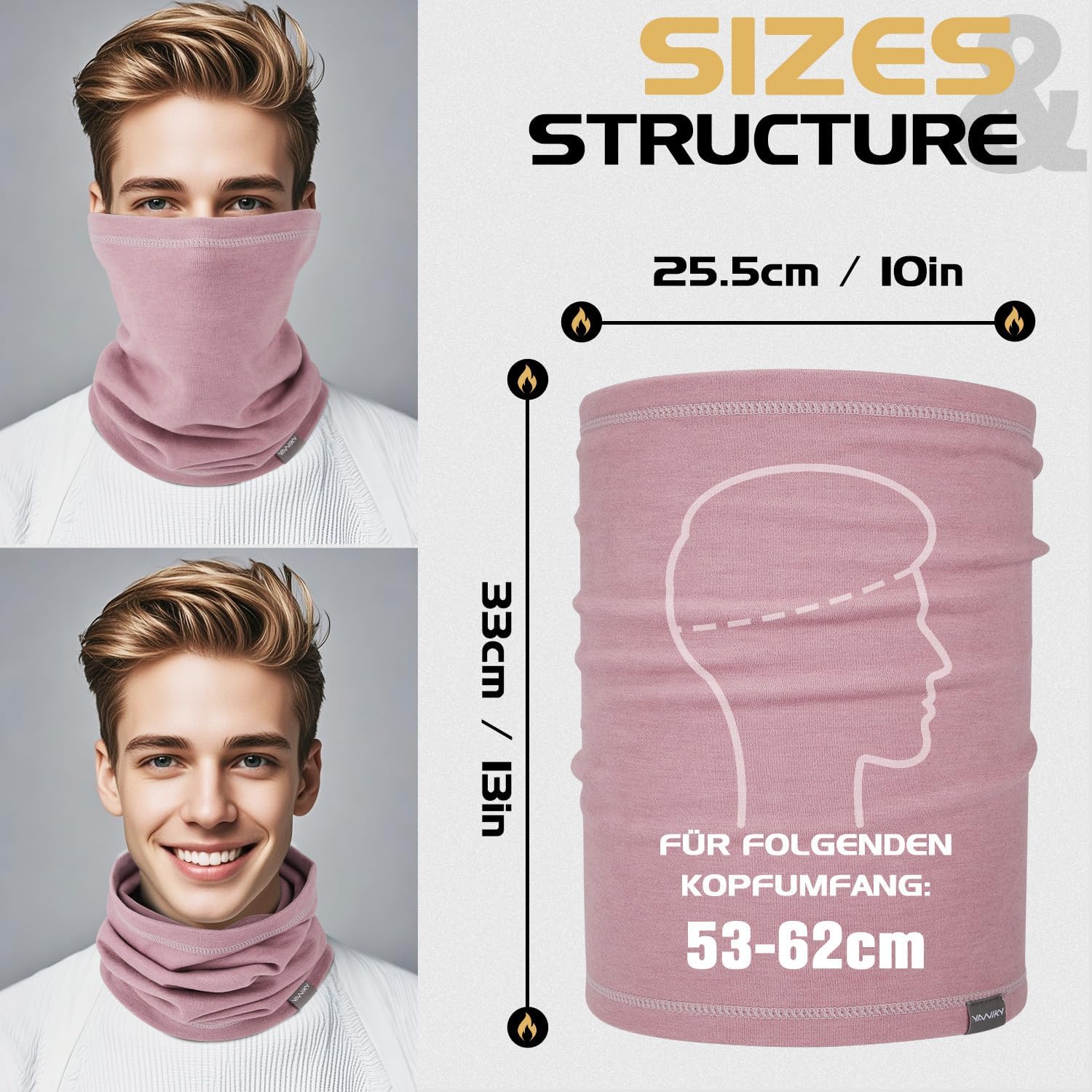 Neck Gaiter Winter Neck Warmer for Men & Women Windproof Face Mask for Cold Weather Breathable Ski Face Cover Scarf - Image 6