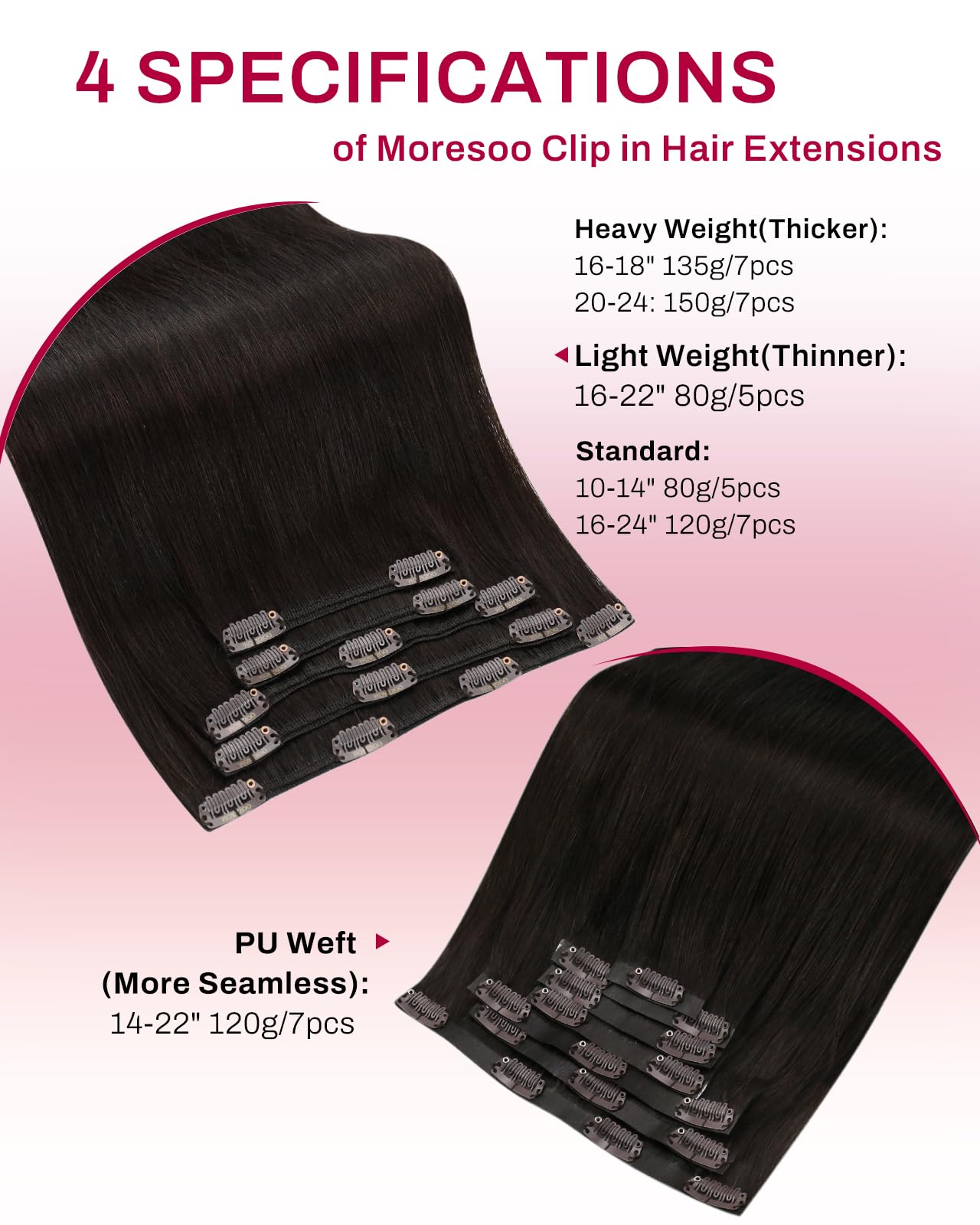 Moresoo Clip in Hair Extensions Real Human Hair Balayage Medium Brown and Blonde Real Hair Extensions Clip in Human Hair for Women Full Head 22 Inch 7pcs/120g #4/6/613 — view 138