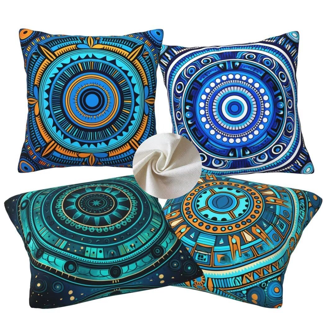Kissenbezug 50x50 4er Set Leinen Kissenbezüge Vintage Dekorative Sofakissen Zierkissen Boho Couchkissen Outdoor Kissen Zierkissenbezüge Deko Kissen für Sofa Schlafzimmer Wohnzimmer Balkon -LI66