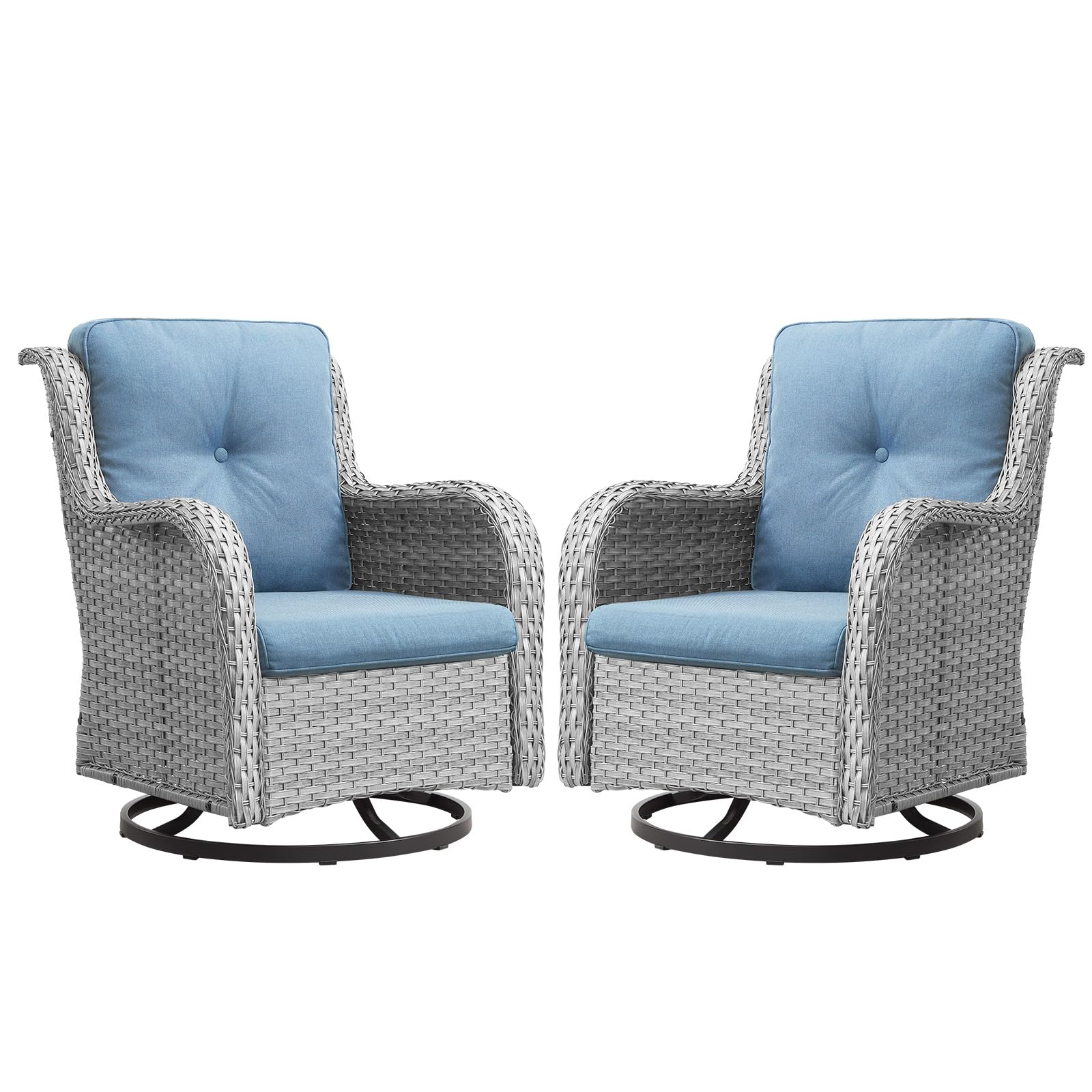 Artfurniz Wicker Swivel Patio Chairs 2 PCS Outdoor Swivel