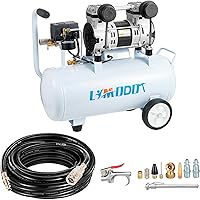 Limodottools Quiet Oil-Free Air Compressor: 68dB, 5 Gal Steel Tank, 2.8CFM@90PSI - Perfect for Woodworking, Garage, Pneumatics w/ Hose & 13 Accessories