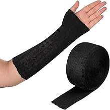 Nuanchu Cotton Stockinette Tubular Elastic Bandage Cast Sleeve Roll Elastic Wrap Tube Bandages Comfortable Cast Stockinette Cosplay Accessories for Arm Leg Knee Prewrap(Black,2 Inch X 5.47 Yard)