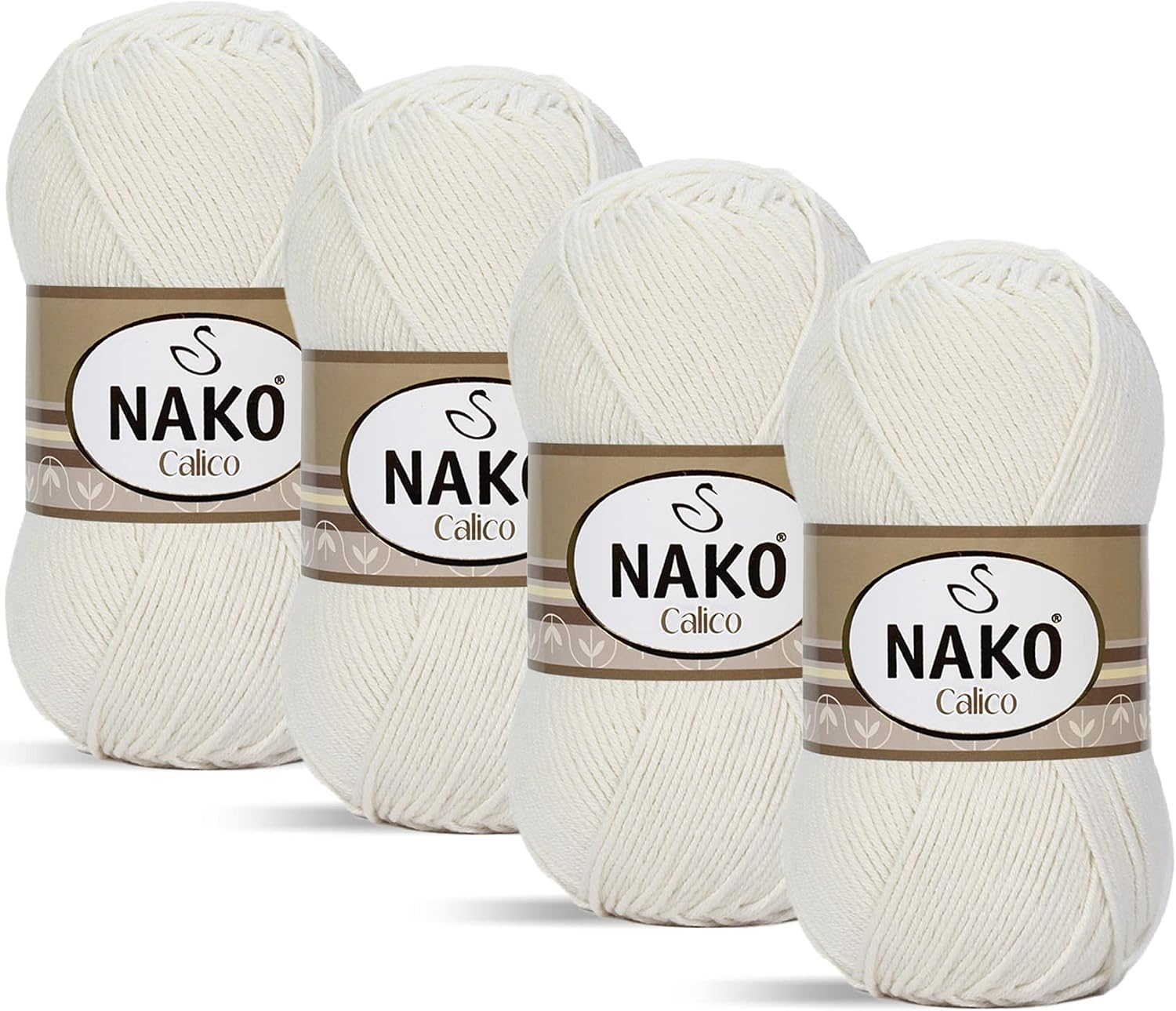 Nako Calico,Cotton Knitting Yarn,(4Balls) Each Skein(Ball) 3.53 Oz (100g),You can use it for Knitting Shawl, Dress, Cardigan, Sweater, Amigurumi, Bikini, Placemat, Shawl (Ecru 3782)